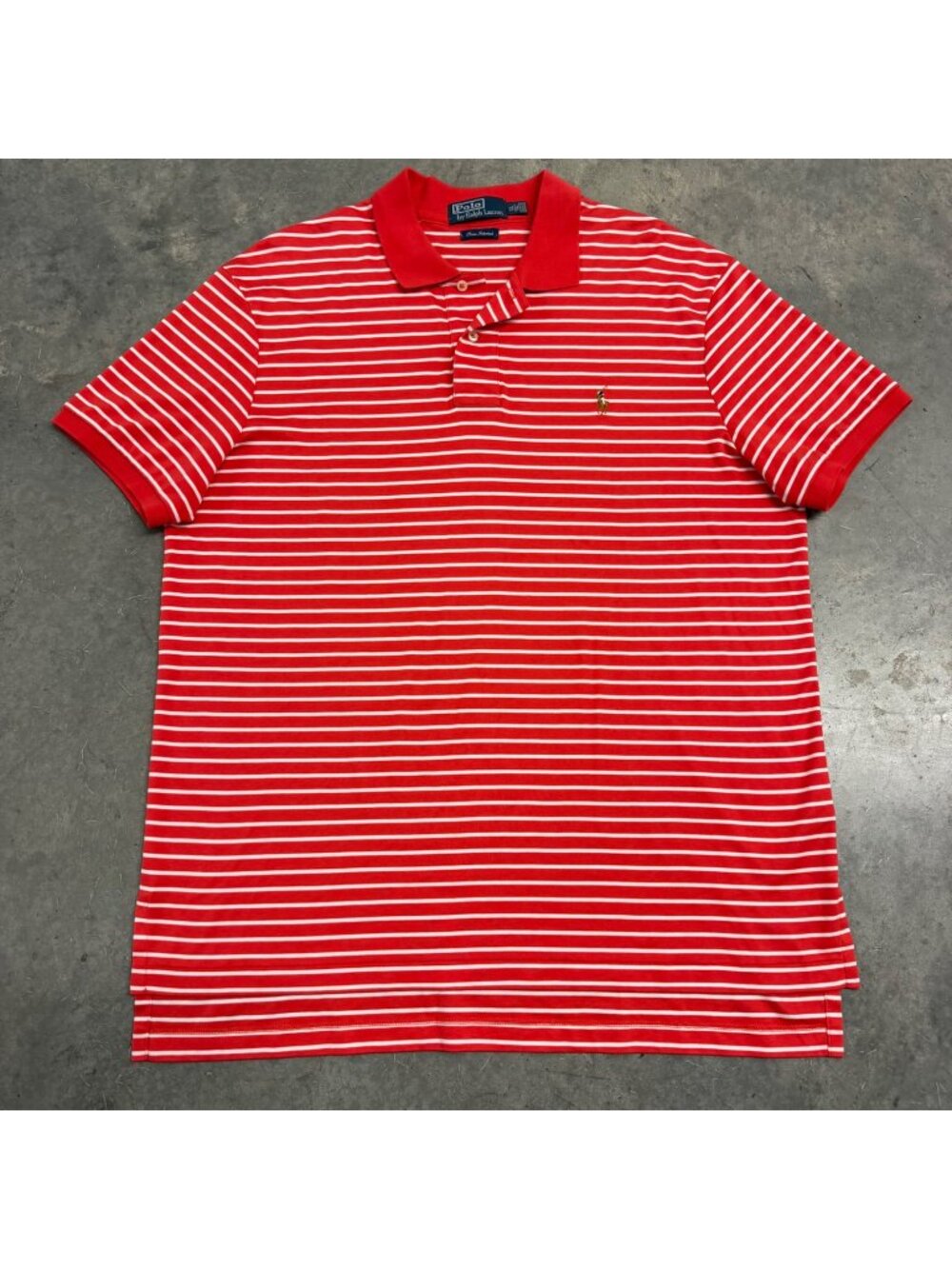 Polo Ralph Lauren Red & White Striped Pima Polo Shirt Size XL